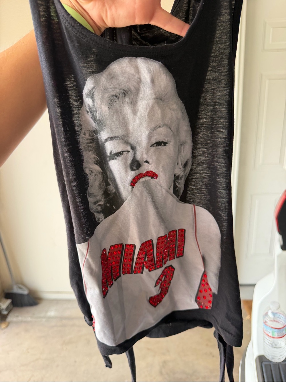 Be-dazzled Miami heat shirt with Marilyn Monroe